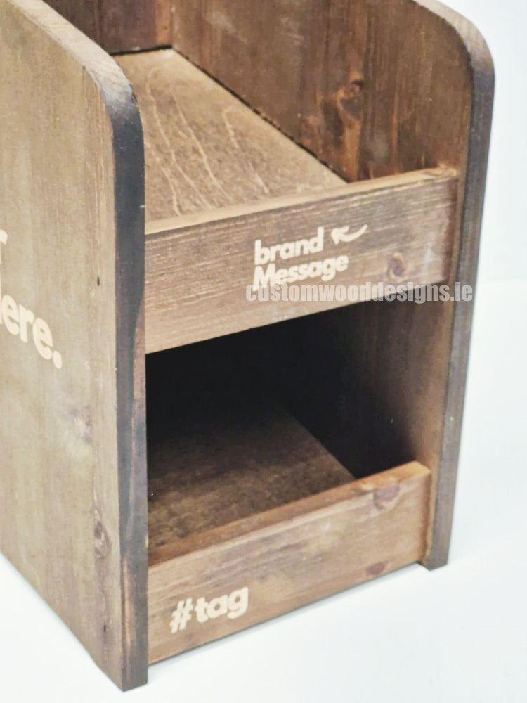 Dark Pine Two-Tier Compact Countertop Display - CWDdisplays