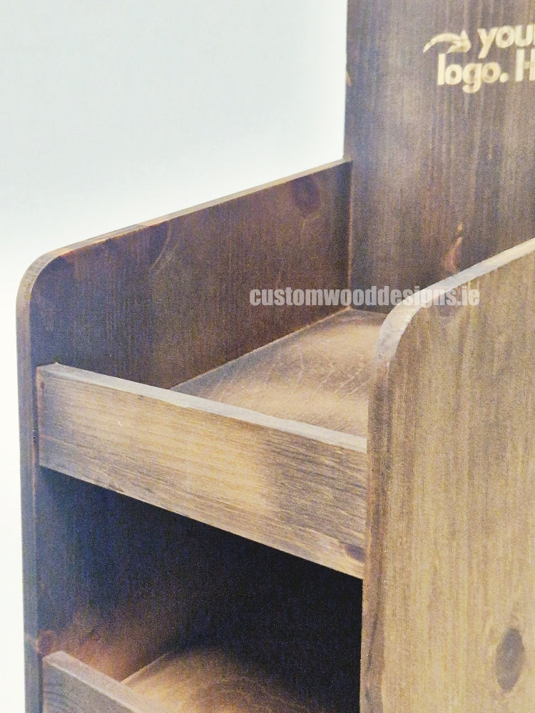 Dark Pine Four-Shelf Compact Countertop Display - CWDdisplays