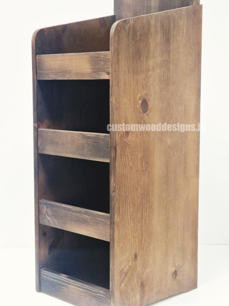 Dark Pine Four-Shelf Compact Countertop Display - CWDdisplays