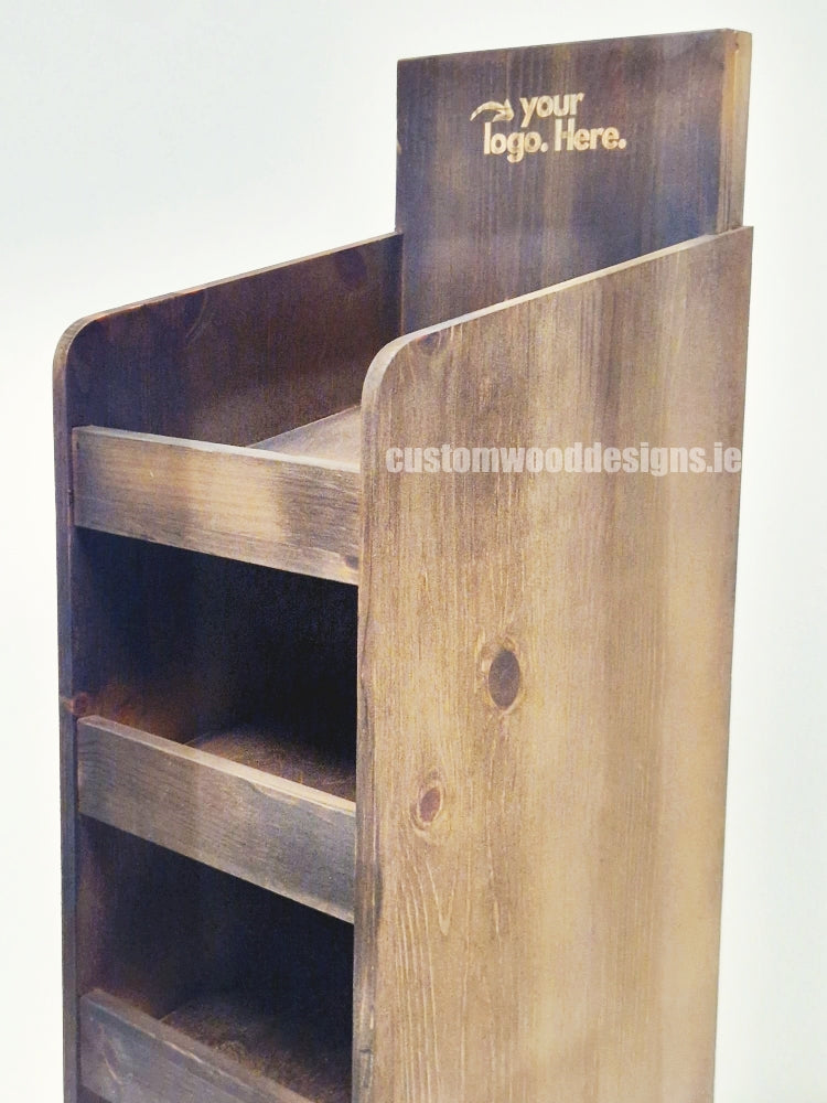 Dark Pine Four-Shelf Compact Countertop Display - CWDdisplays