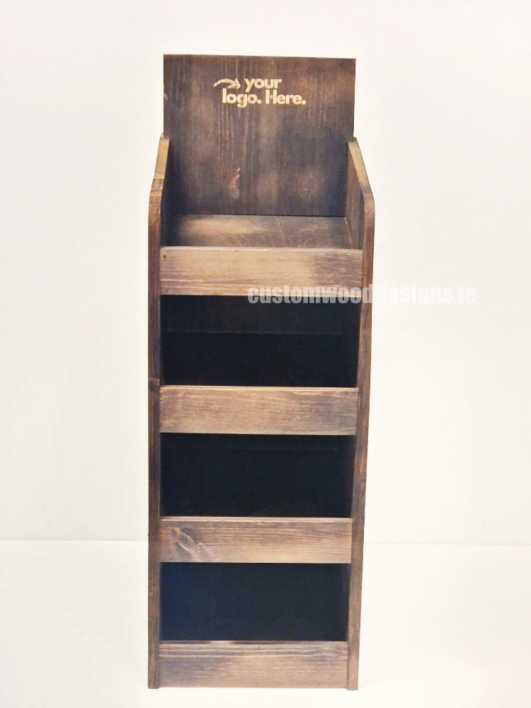 Dark Pine Four-Shelf Compact Countertop Display - CWDdisplays