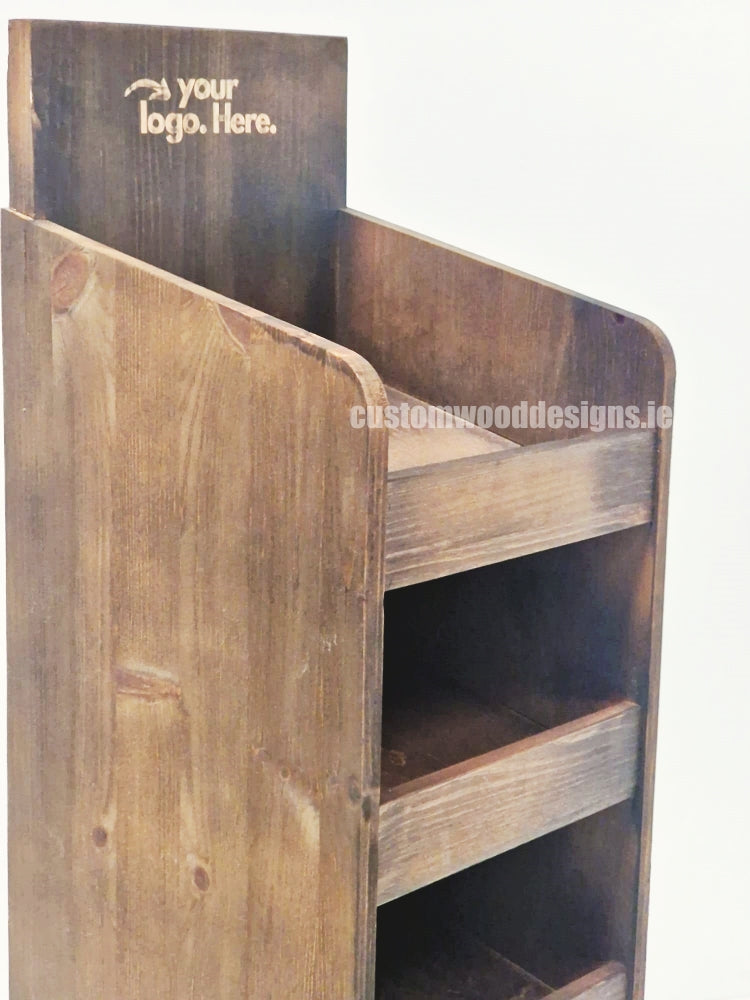 Dark Pine Four-Shelf Compact Countertop Display - CWDdisplays