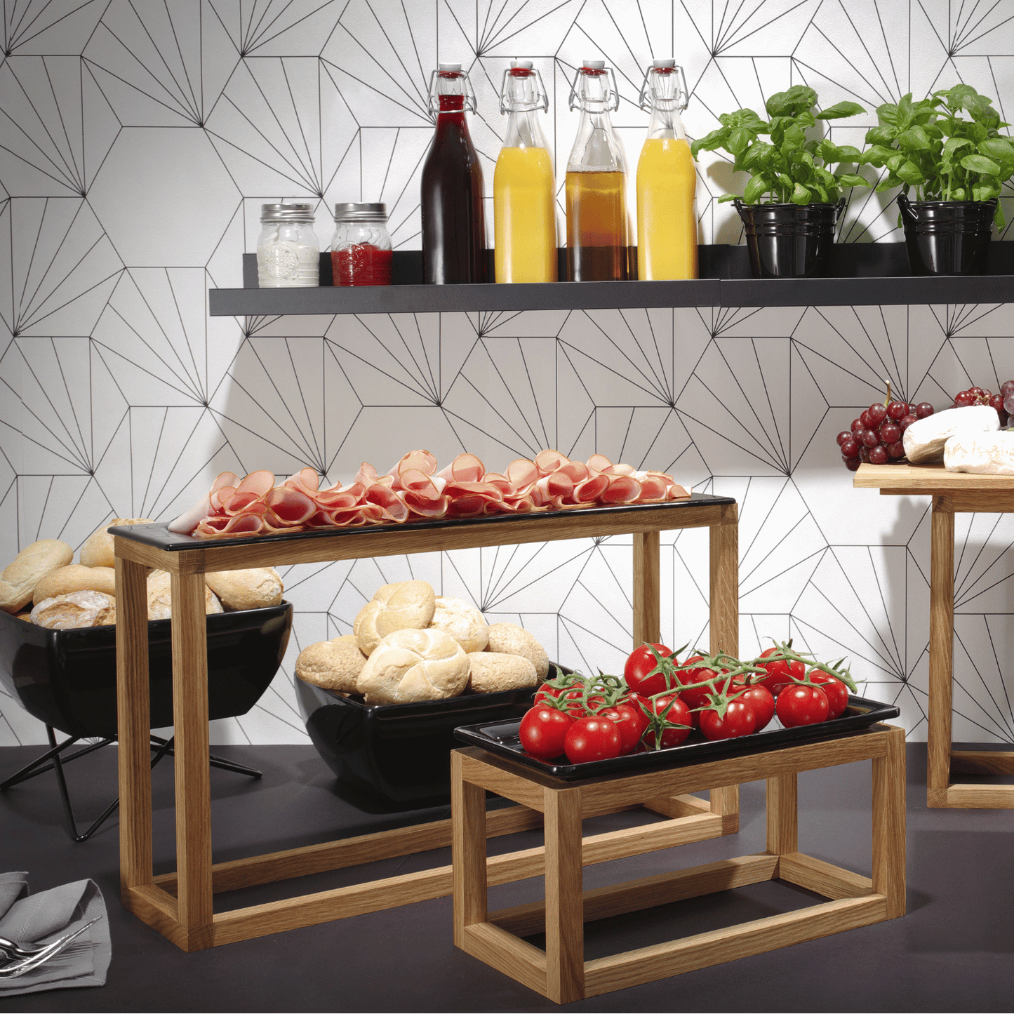 Vetro black glass tray GN 1/1 - CWDdisplays