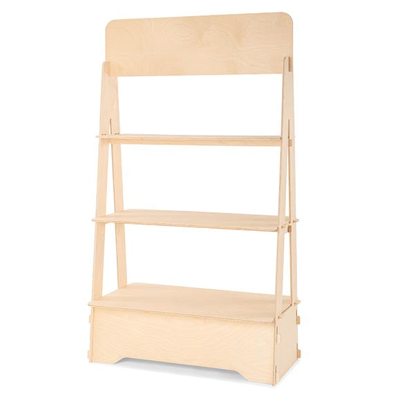 Large wooden free-standing display unit (FSDU) in retail store