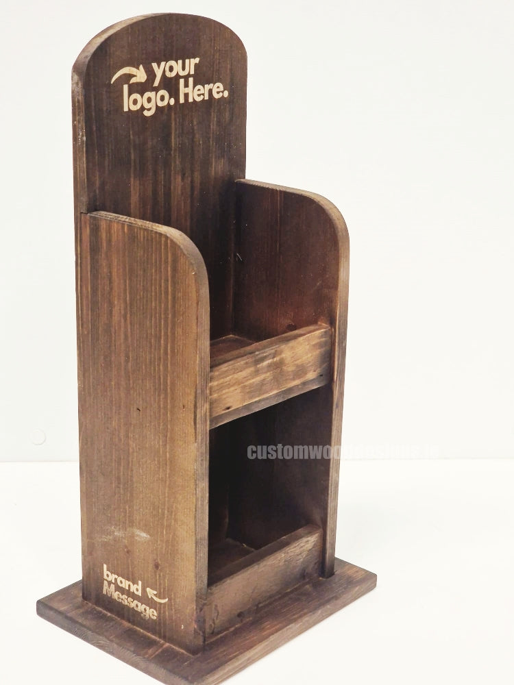 Dark Pine Mini Two-Tier Countertop Display - CWDdisplays