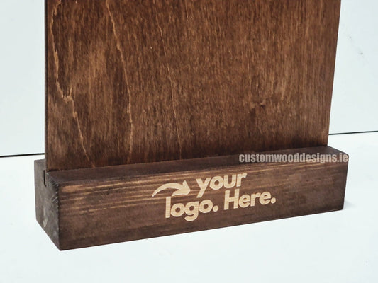 A set of 10 A4 clipboards with rich brown wooden finish, designed for retail, hospitality, and corporate use by Custom Wood Designs.