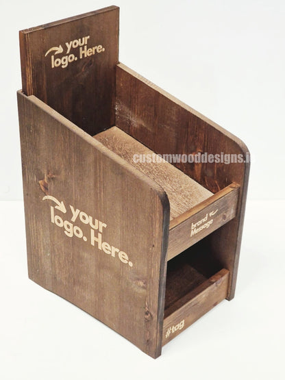 Dark Pine Two-Tier Compact Countertop Display - CWDdisplays