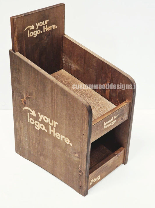 Dark Pine Two-Tier Compact Countertop Display - CWDdisplays