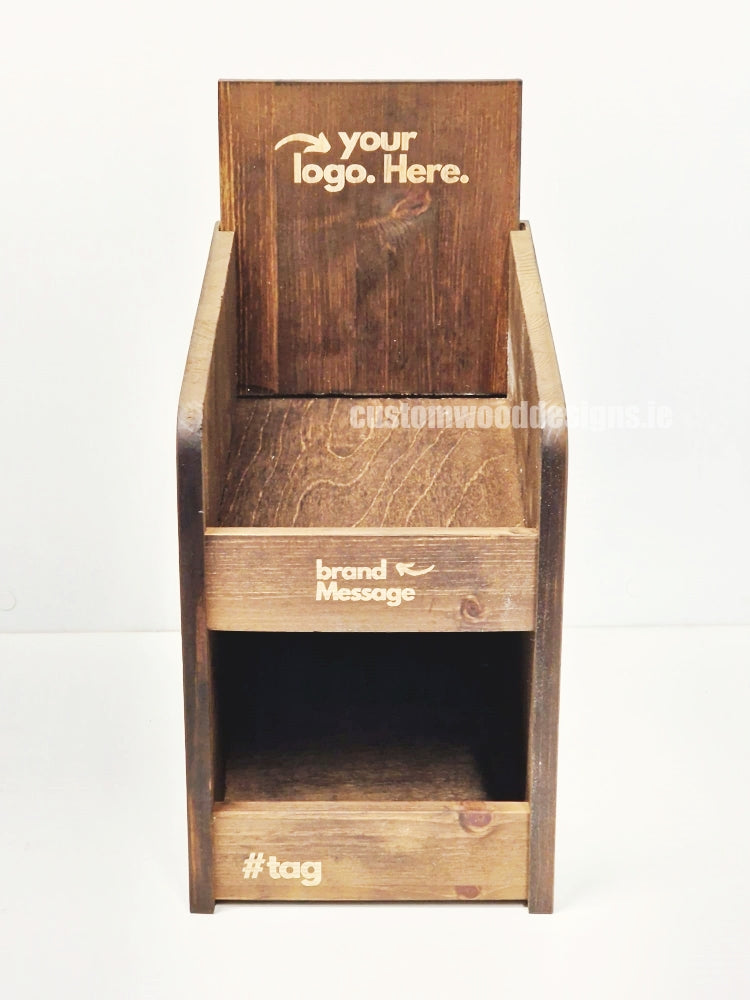 Dark Pine Three-Shelf Compact Countertop Display - Custom Wood Designs
