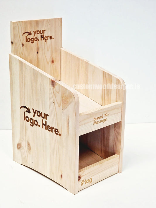 Natural Pine Two-Tier Compact Countertop Display - CWDdisplays