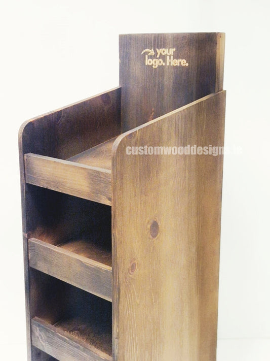 Dark Pine Four-Shelf Compact Countertop Display - CWDdisplays