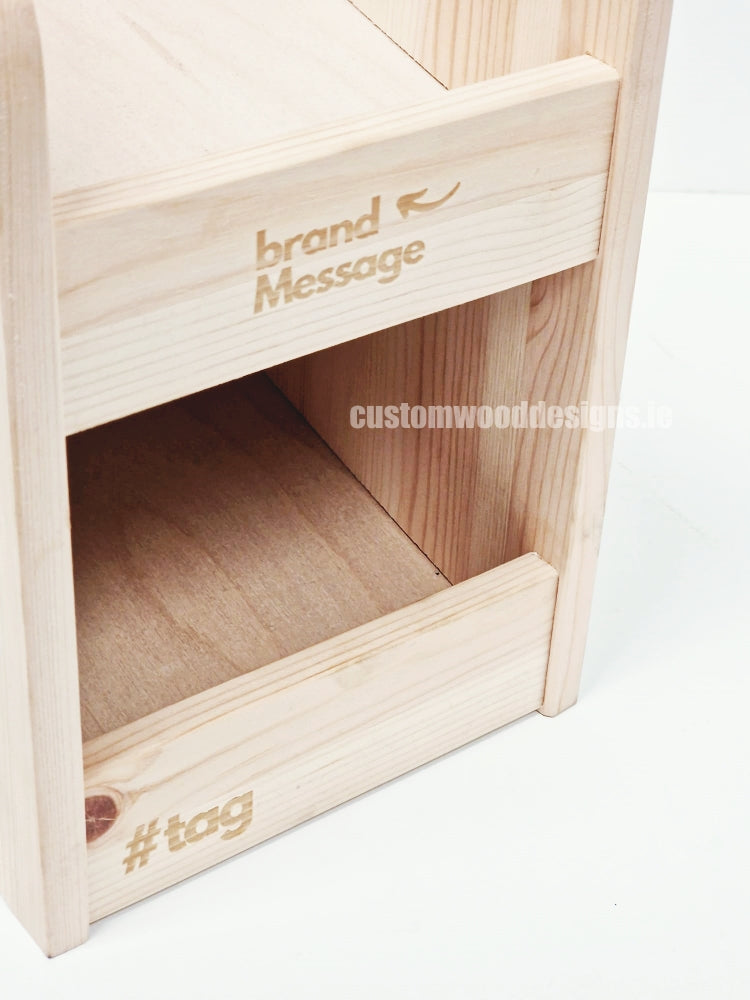 Natural Pine Two-Tier Compact Countertop Display - CWDdisplays
