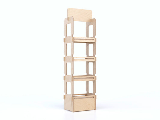 Market 400 – eucalyptus display shelf with four spacious levels for versatile storage and display.