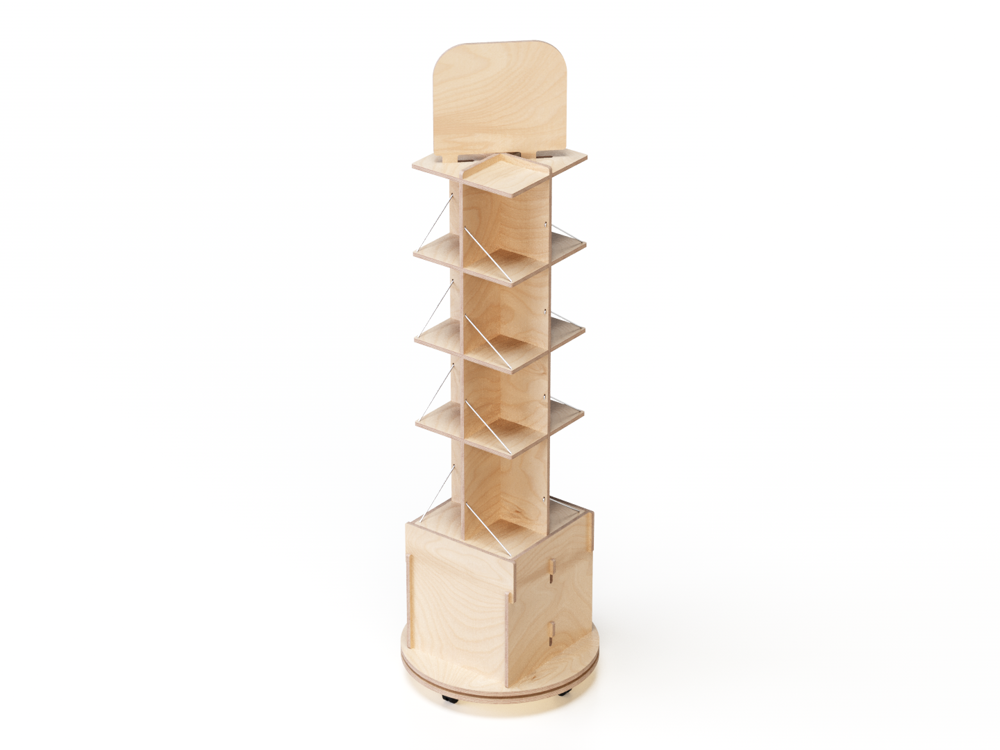 Avo Max mobile shelving unit with four eucalyptus wood shelves and wheels
