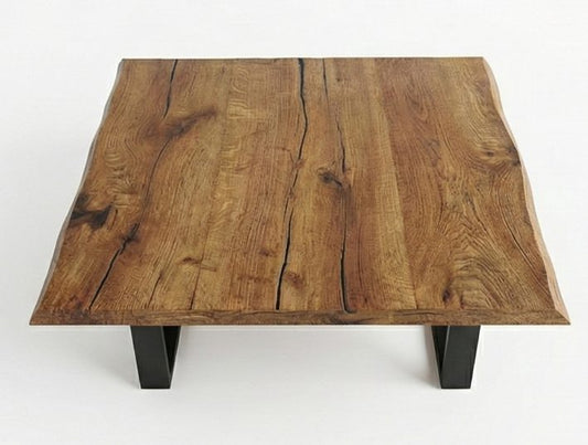 Connemara Low Display Table – Square Nature Live Edge Oak Coffee Table, solid oak low display table