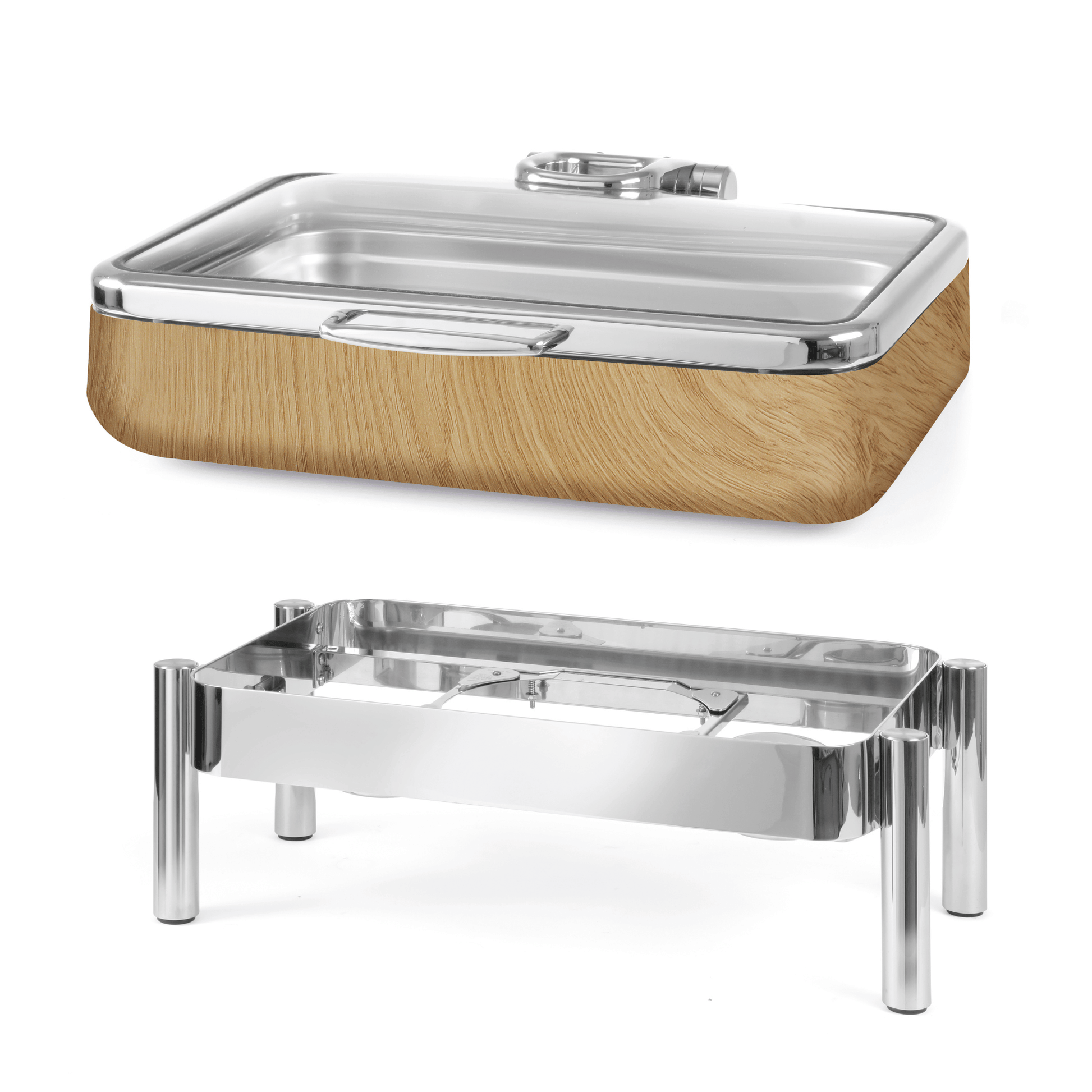 Fine Dine Madeira De Luxe frame for GN 1/1 induction chafing dish with glass lid, sturdy frame for warming presentation