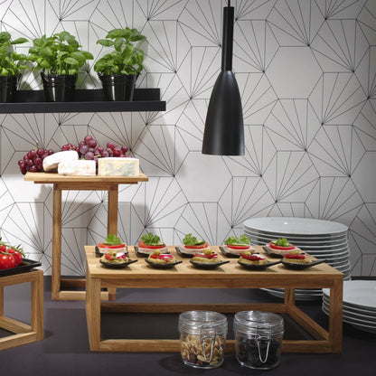 Madeira black teak stand by Fine Dine with dimensions 980/830 mm, showcasing sturdy wooden construction and sleek design.