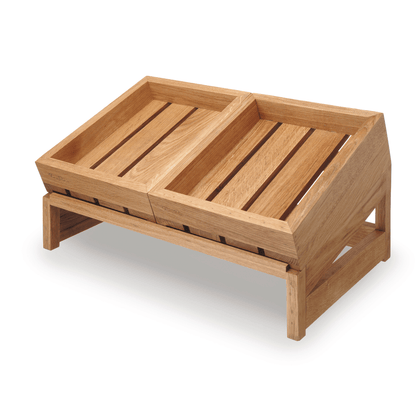 Madeira initial oak box GN 1/2 by Fine Dine, showcasing a sturdy, polished oak storage box with engraved initials.