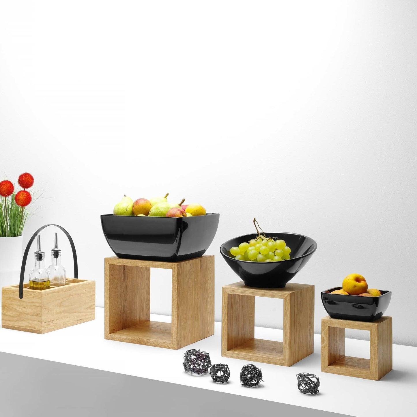 Madeira double buffet container by Fine Dine, 350x310x125mm, black plastic storage box with secure lids for food organization.