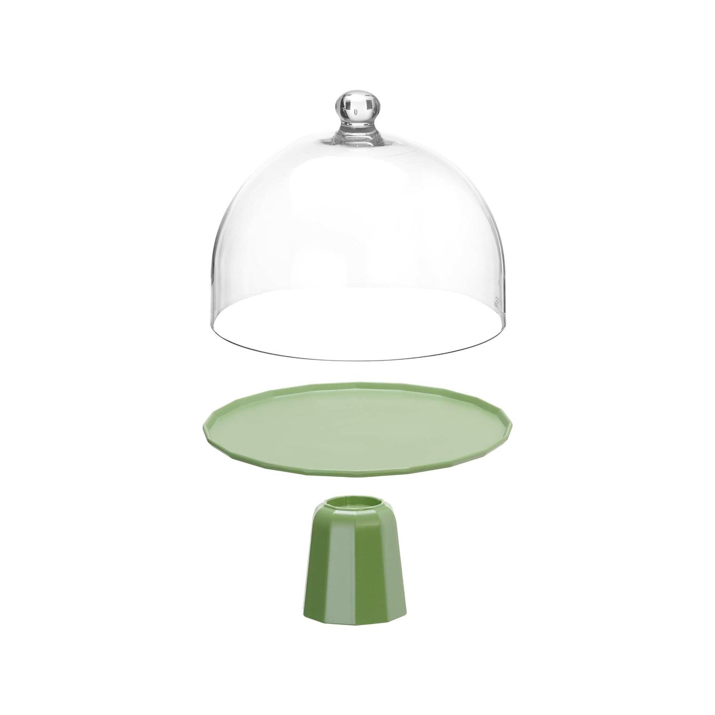 Polycarbonate platter lid for cake stand, 280x220mm, by Fine Dine, clear cover with rounded edges and handle for cake presentation