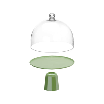 Polycarbonate platter lid for cake stand, 280x220mm, by Fine Dine, clear cover with rounded edges and handle for cake presentation