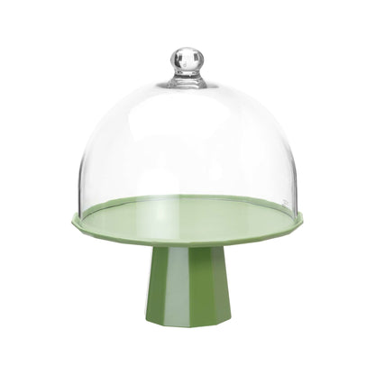 Polycarbonate cover for cake stand, Metropolis platter lid by Fine Dine, 280x220mm, clear protective lid with handle for food presentation.