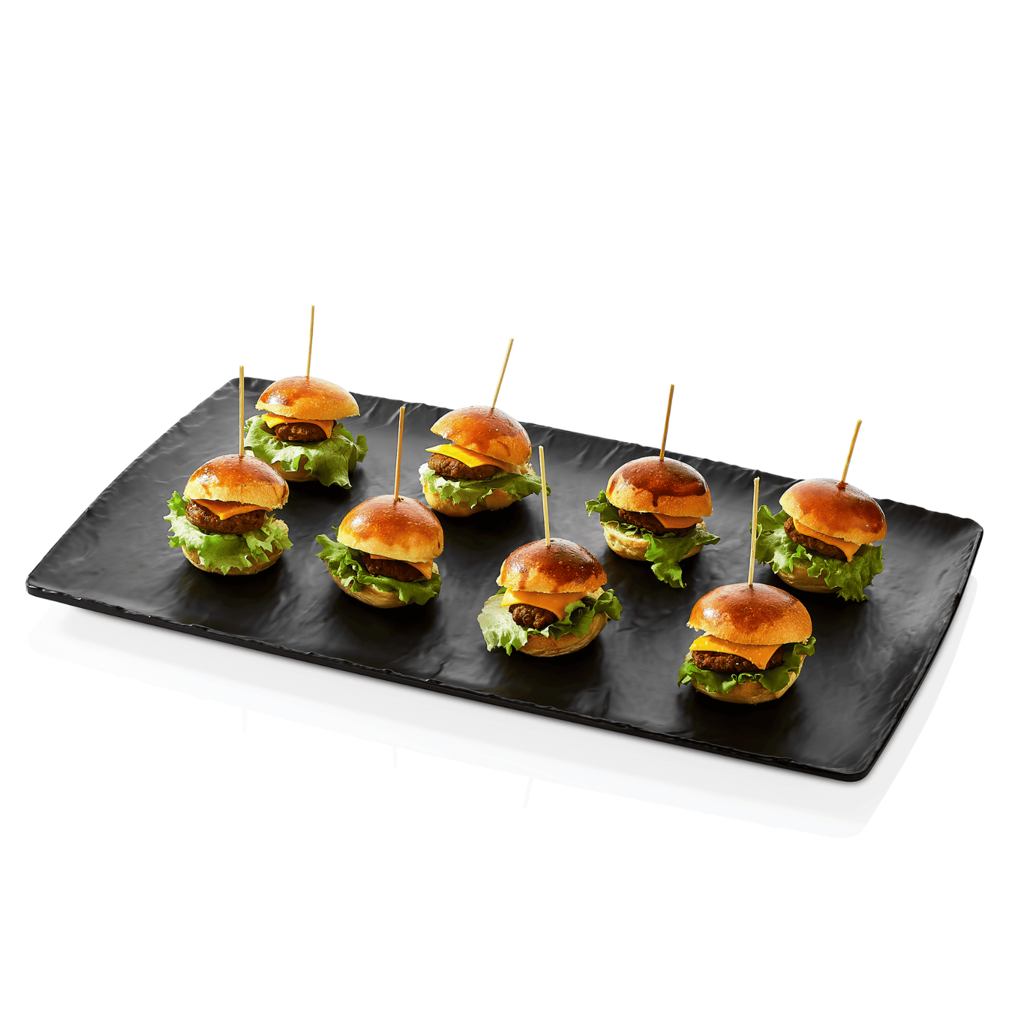 Black melamine platter by Fine Dine, GN 1/3 size, measuring 176x325mm, ideal for serving food in a stylish presentation.