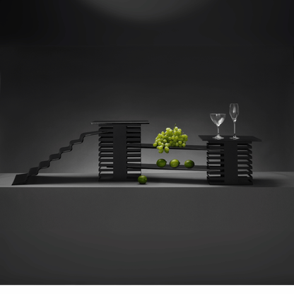 Vetro seven-step black glass buffet stairs, 680x(H)200mm - CWDdisplays