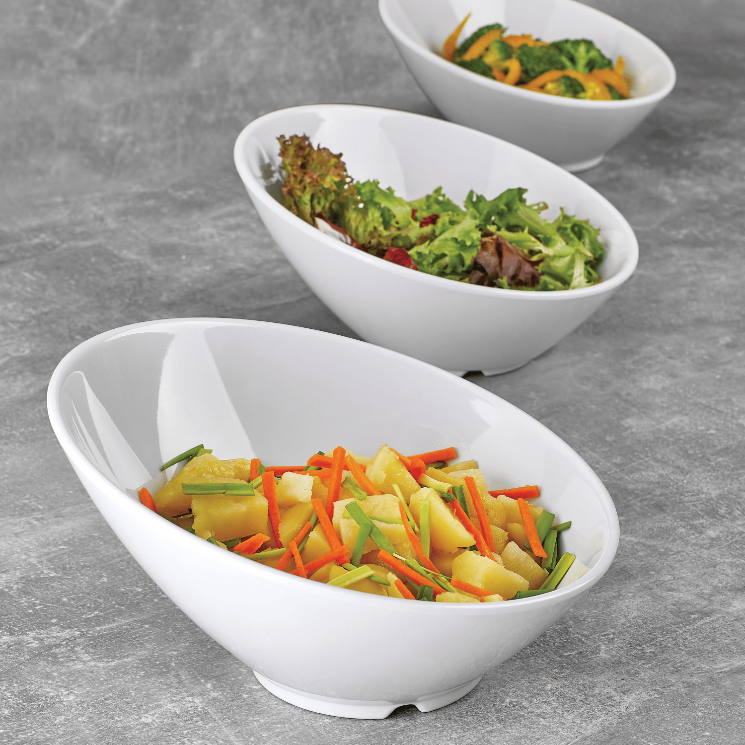 Slanted bowl made of melamine, white, 233x(h)125mm - CWDdisplays