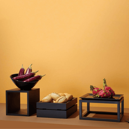 Madeira black stand by Fine Dine, 220x220x220 mm, sturdy square stand with a sleek black finish for display or support purposes.