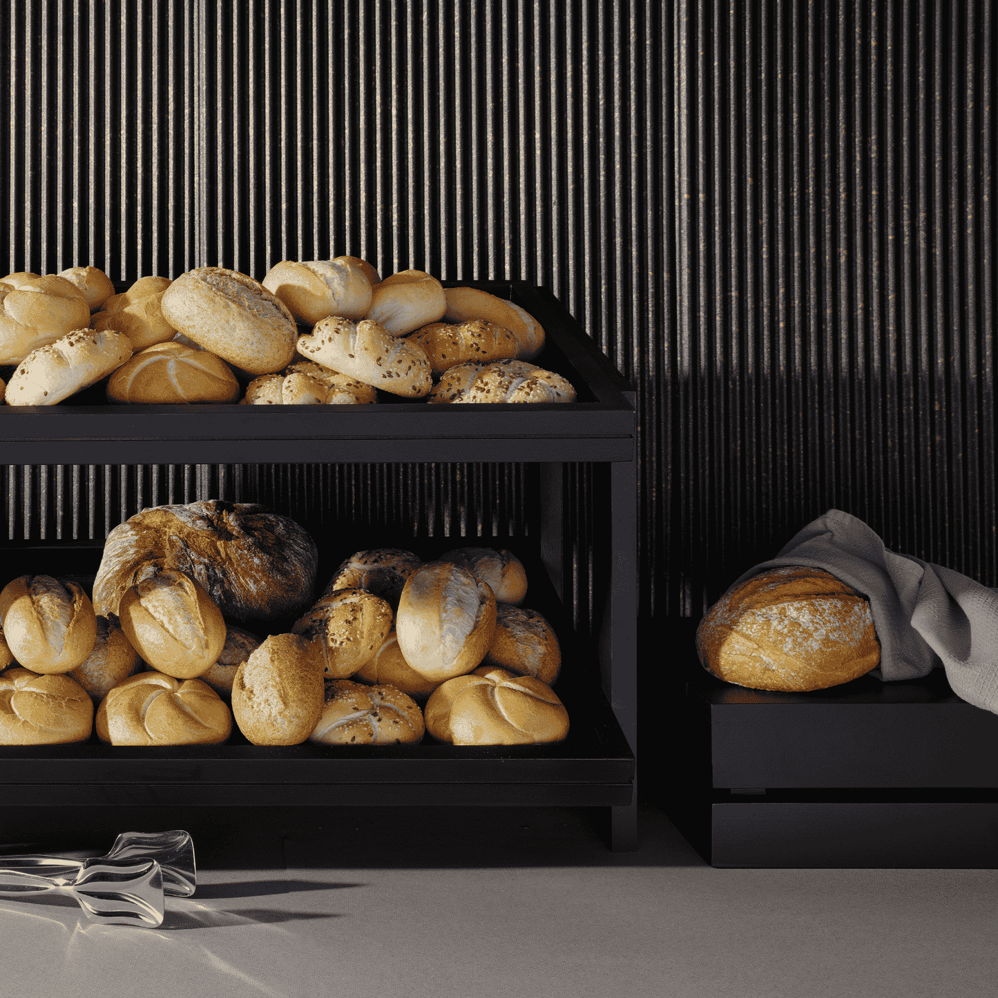 Black Madeira buffet tray GN 1/1 530x325x40 mm by Fine Dine, rectangular tray with raised edges for serving food.
