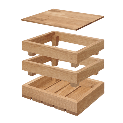 Oak overlay for GN 1/2 size, made by Fine Dine, shown in natural wood finish with detailed grain pattern.