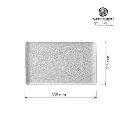 Fine Dine Nordic rectangular plate measuring 335x205mm, showcasing a sleek, modern ceramic design on a white background.