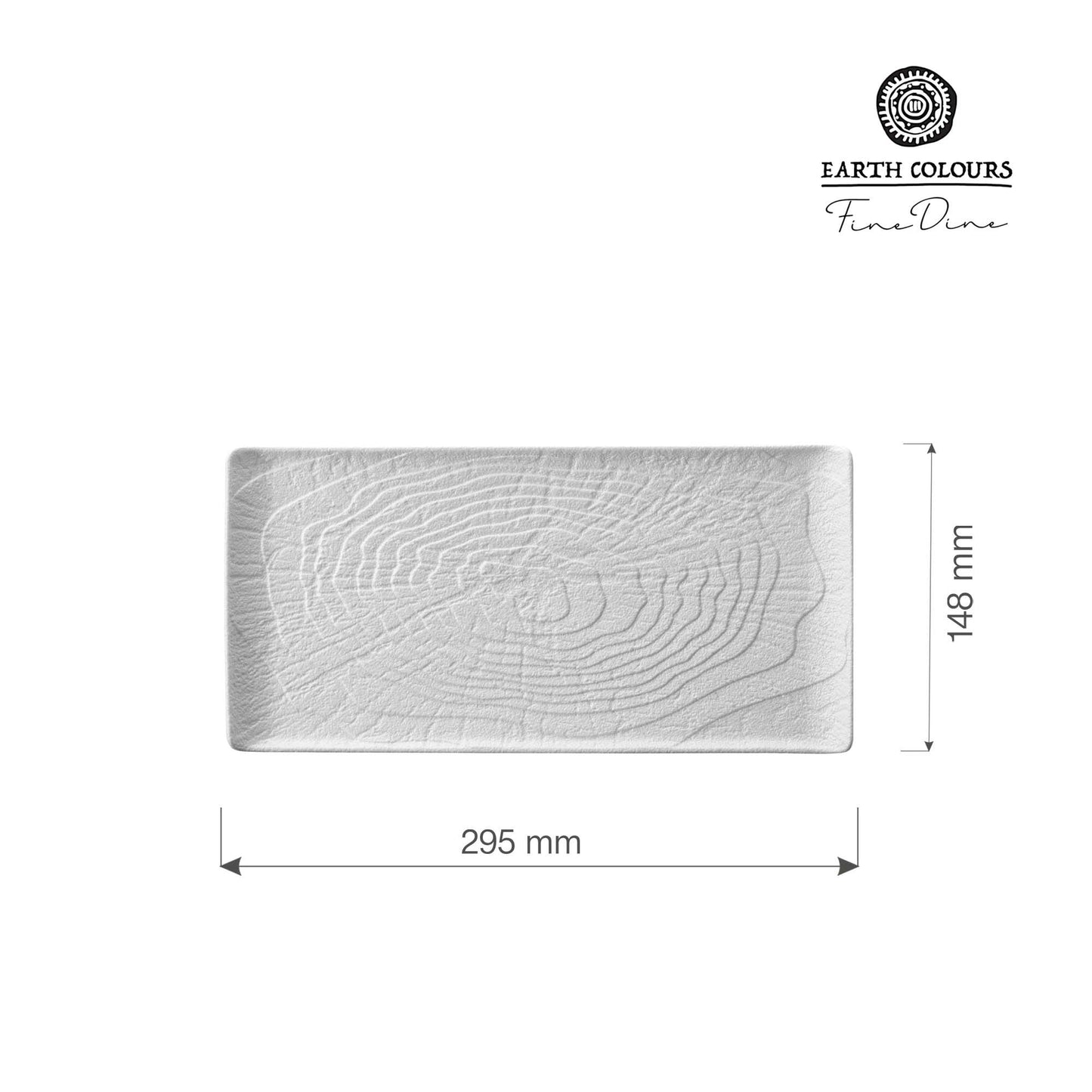 Fine Dine Nordic rectangular plate, 295x148mm, made of durable ceramic with a sleek, modern design for serving food.