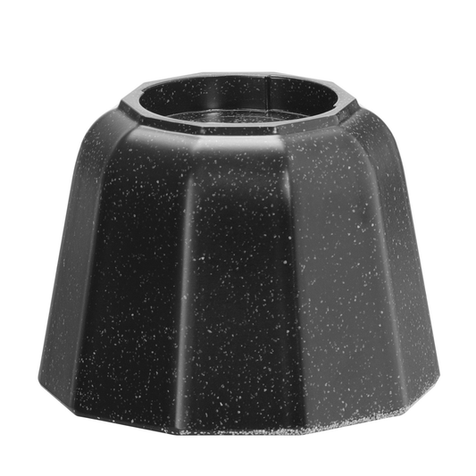Black Metropolis pedestal base for cake stand, 110x82mm, by Fine Dine, shown in a detailed close-up image.