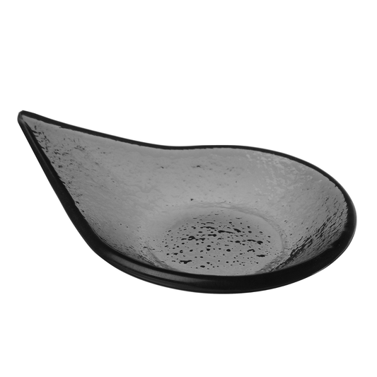 Vetro fingerfood rain drop black glass dish, 80x100mm - CWDdisplays