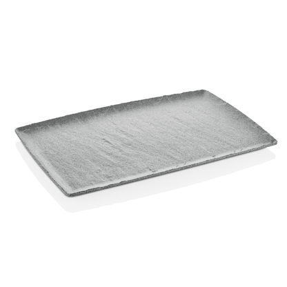 Grey granite Polaris Platter by Fine Dine, GN 1/2 size, measuring 265x325mm, with a smooth, polished surface.