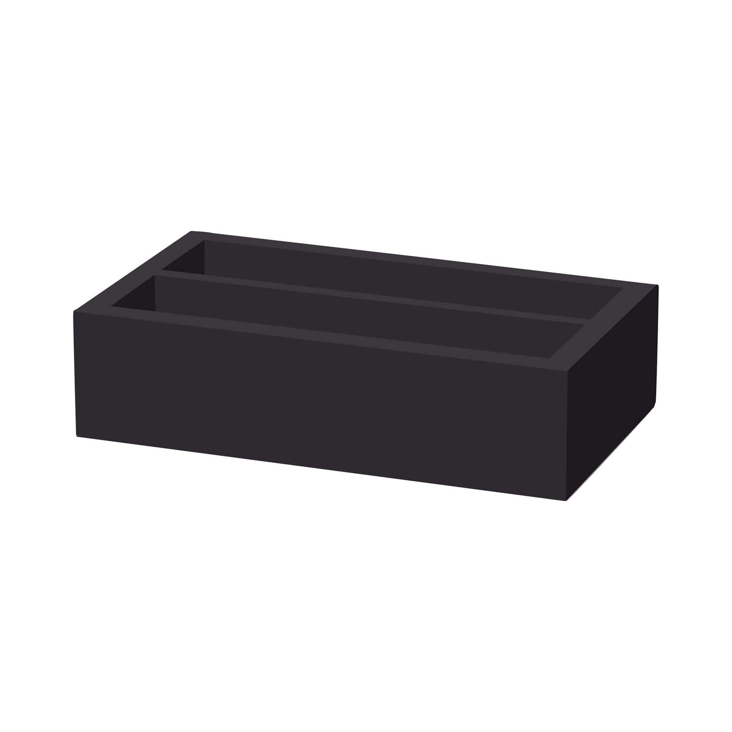 Madeira Black two-section cutlery box from Fine Dine with dimensions 275x165x60 mm, featuring a sleek black finish and organized compartments.